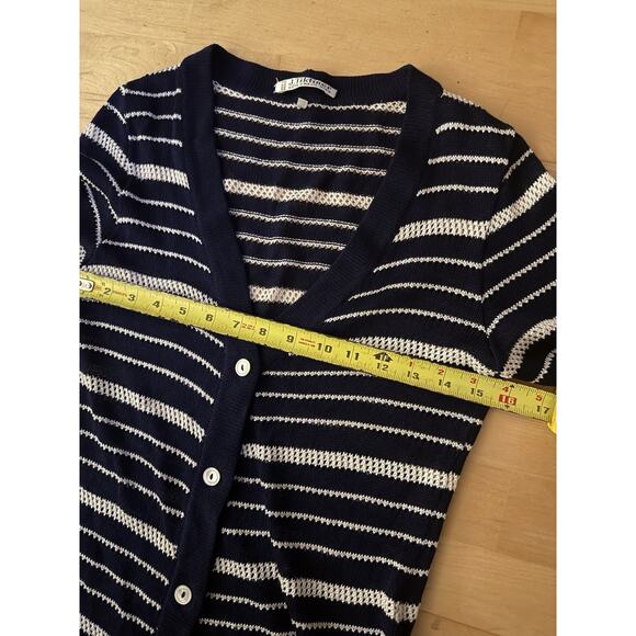 j tiktiner Blue White V Neck Knit Cardigan Longline 44 / 12 - Picture 4 of 4